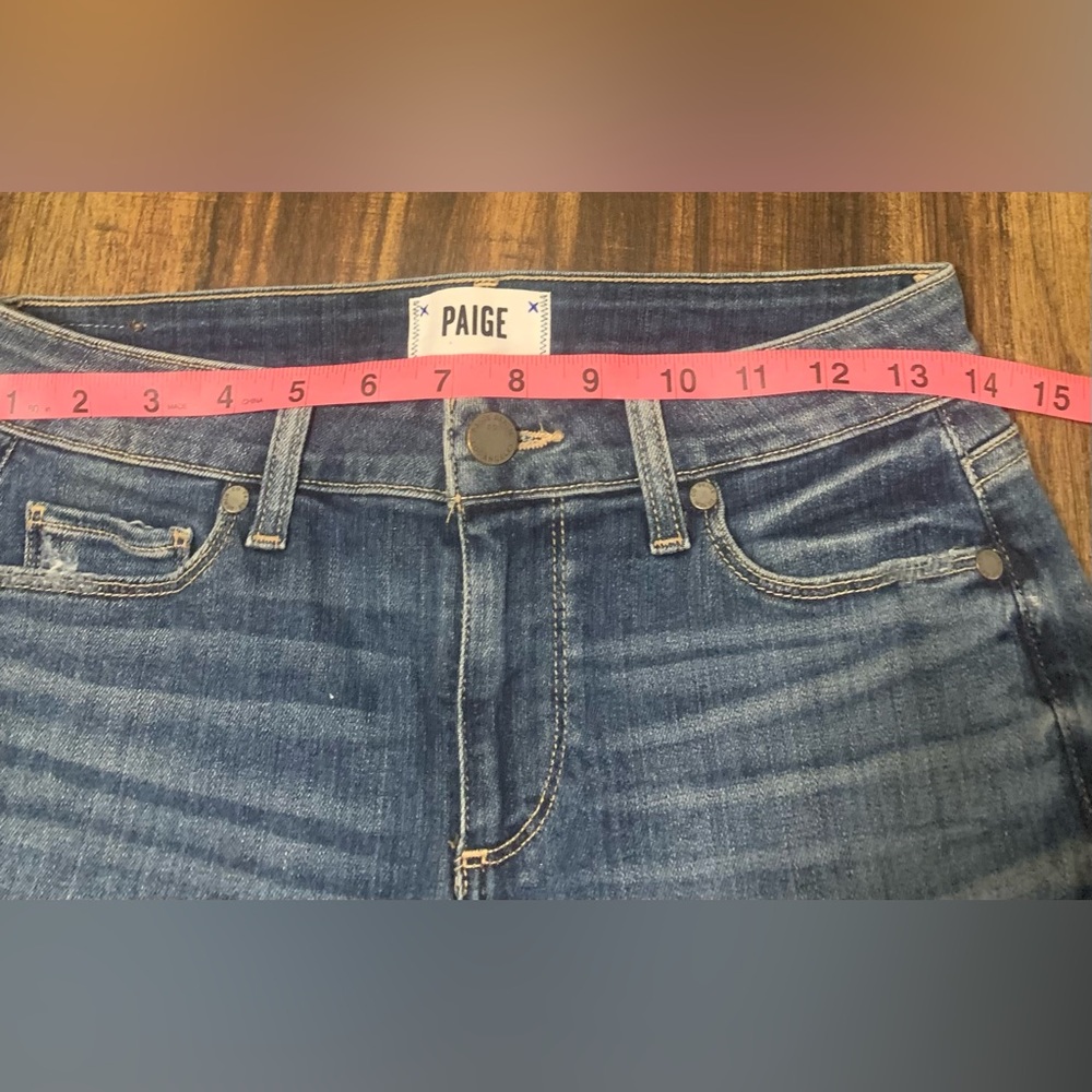 PAIGE Blue Distressed Denim Cutoff Jimmy Jimmy Shorts Sz 25 NWOT - Picture 12 of 14